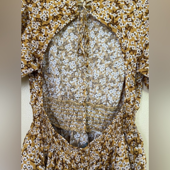 Wild Fable Dress Size M Midi Boho Puff Sleeve Ruffle Mini Open Back - Picture 5 of 11